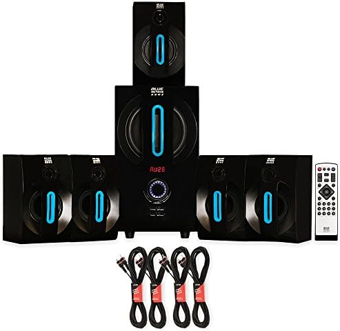 Blue Octave B52 Home Theater Powered 5.1 Bluetooth Speaker System with FM and 4 Extension Cables