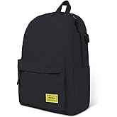 RICOMI Premium Lightweight Laptop Backpack with USB Charging Port, Durable College School Bookbag, 2 Built-in Organizers, Padded 15.6-inch Laptop/Notebook Sleeve, Slim Water Resistant Bag, Black