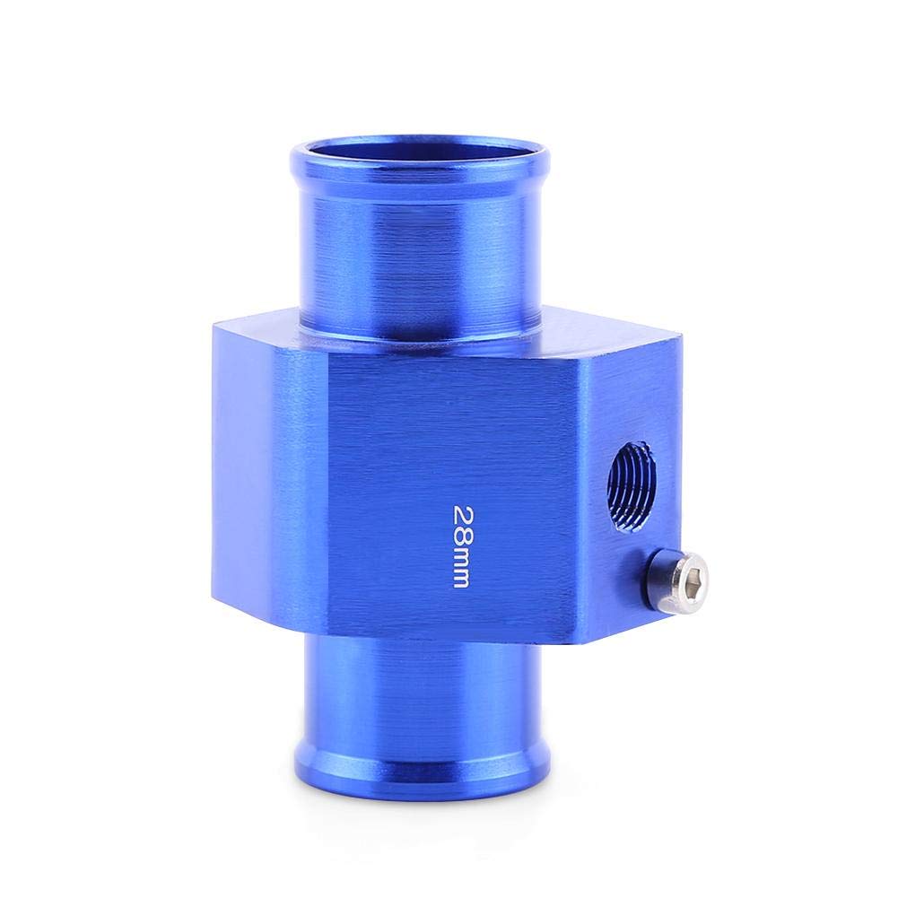Universal Water Temperature Sensor Adapter Car Aluminum Water Temp Joint Pipe Hose Temperature Sensor Adapter Blue (28MM)
