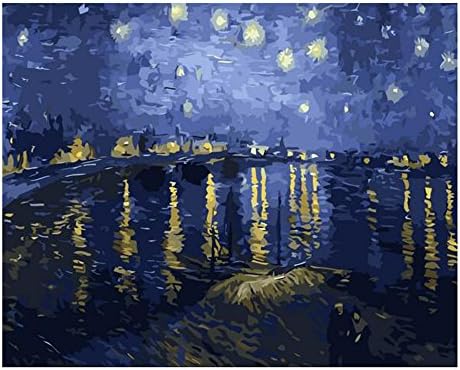 NeoConcept DIY Oil Painting, Paint by Number Kits for Adilts, Acrylic Painting - Famous Oil Painting Starry Night Over the Rhone by Van Gogh 16 by 20"