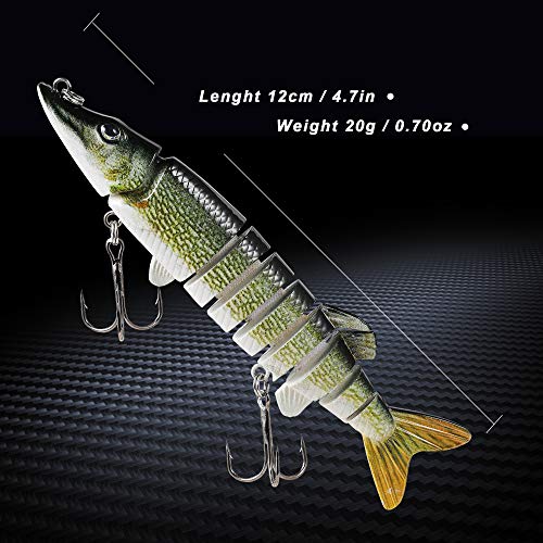 TRUSCEND Fishing Lure, Lifelike 9jointed Pike Muskie lures Swimbait