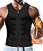 VENAS Men Sauna Sweat Vest Waist Trainer Hot Neoprene Sauna Suit Corset Body Shaper Zipper Tank Top Workout Shirt (Black,2XL)