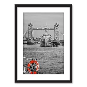 Framed Wall Art Modern City View Giclee Printed Art in Black Picture Frames White Matting - 23x31 inches