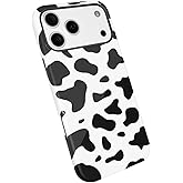 LoeoeL for iPhone 17 Pro Max Case Cow Print, Girly Cute Cow Pattern Phone Case for Women Girls, Thin Slim Hard Shell Plastic Phone Cover, Luxury Aesthetic Trendy Retro Chic Animal Print Design, Black
