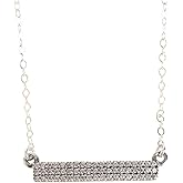 Designed by Stacey Handmade Sparkly CZ Bar Pendant, Elegant Sterling Silver Chain Necklace, Dainty Gifts for Women, Mother's Day, Birthday, Anniversary, Just Because, 16 to 18" Adjustable Chain