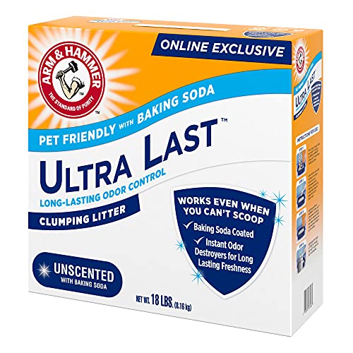 ARM & HAMMER ULTRA LAST CLUMPING CAT LITTER UNSCENTED MULTICAT 18 LBS. PET FRIENDLY WITH BAKING SODA ODOR CONTROL LITTER
