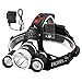 KAZOKU Bright Headlight Headlamp Flashlight Torch 3 CREE XM-L2 T6 LED with 4 PCS Rechargeable Batteries and Wall Charger for Hiking Camping Riding Fishing Hunting