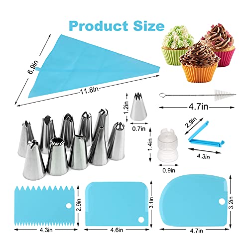 Geioireny Piping Bags and Tips Set, 20Pcs Cake Decorating Kit Tools for