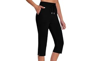 Womens Summer Capris for Golf Drawstring High Waist Cropped Hiking Pants with Pockets Comfy Athletic Yoga Capri Pants
