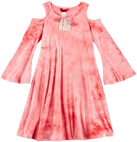 1ST KISS Big Girls Tie Dyed Cold Shoulder Dress Small (7-8) Coral Pink