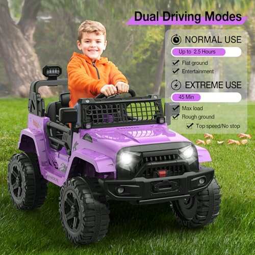 Gigicloud Carrito Montable Eléctrico para Niños con Control Remoto, Carro Eléctrico Niño Montable con Luces Led, Reproductor de Música Bluetooth, Suspensión de Resorte, 12V