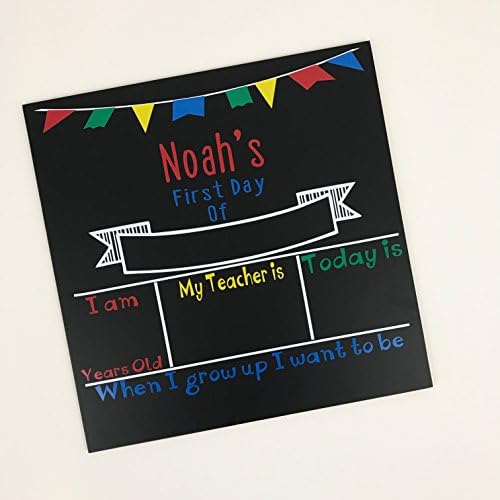 Personalized First Day of School Chalkboard Sign- Primary Colors