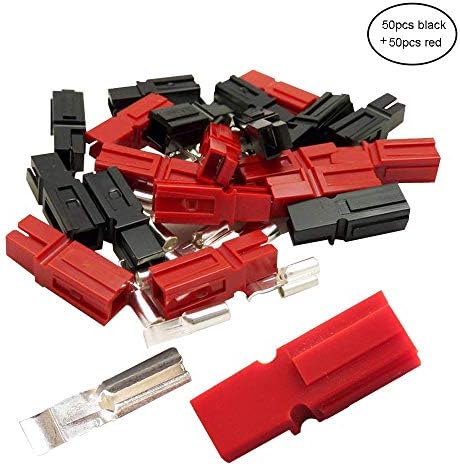 SaferCCTV 50 Pairs Anderson Powerpole Connectors 30 Amp Quick Disconnect Plug Monopolar Power Terminals Connector (50pcs Red + 50pcs Black)