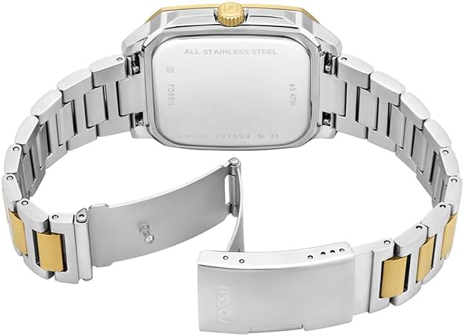 Crosby Watch for Men, Movimento de Quartzo de Três Mãos com Bracelete de Târ e Aço Inoxidável, Tons de Prata e Ouro