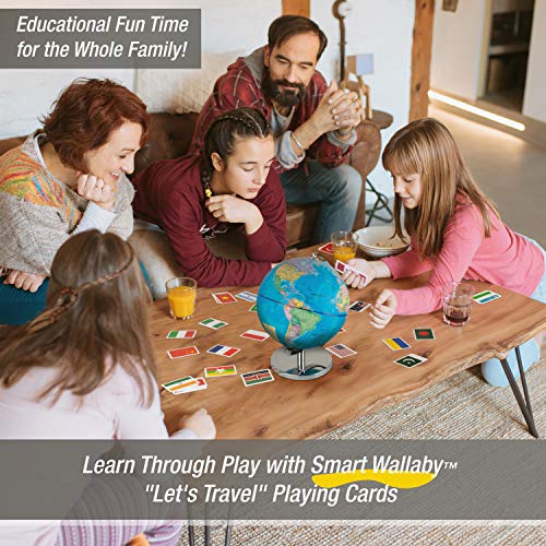 Children Illuminated Spinning World Globe with Stand Plus a Bonus Card Game. 3 in 1 Interactive Educational Desktop Earth Globe for Kids|LED Night Light Lamp, Political Map and Constellation View.