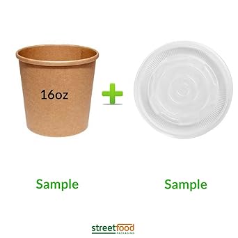 Recipiente de sopa de papel marrón con tapas de ventilación ...