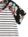 ROMWE Women's Floral Print Short Sleeve Tops Striped Casual Blouses T Shirt Black S
