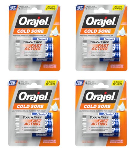 Orajel Cold Sore Touch-Free Fast Acting, Liquid Formula Relieves Pain and Itch on Contact, 6 Count (Pack of 4)