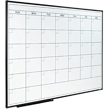 Lockways Dry Erase Calendar Whiteboard, Magnetic White Board Calendar Monthly 48 X 36 Inch, Ultra-Slim Black Aluminium Frame