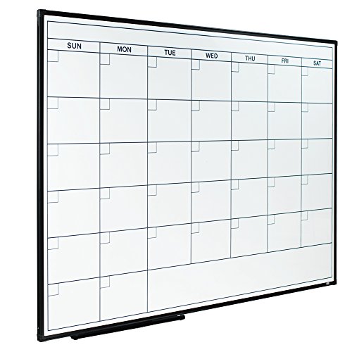 Navaris Framed Calendar Whiteboard For Wall - 75x50cm Magnetic Dry Erase Monthly Planner - White Board With Frame - Includes Magnets And Marker