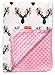 Dear Baby Gear - Reversible Baby Blankets - Soft Nursery Blanket for Newborn - Toddler Blankey - Throw Blanket for Boys & Girls - Infant Blankets - 40x30 (Girl Antler Flowers - Pink Dot)