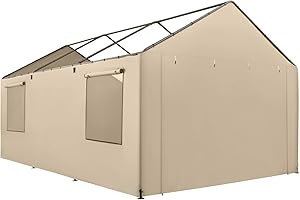 Gardesol Carport Replacement Sidewall, Replacement Sidewall Tarp for 12' x 20' Carport Frame, 180G Waterproof & UV Protected Replacement Sidewall Cover, Beige, Top Cover and Frame Not Included