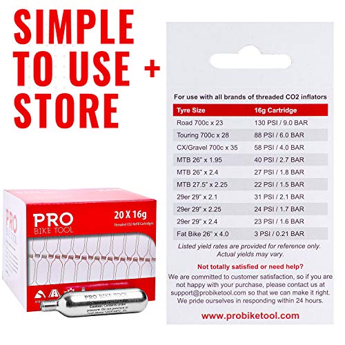 16g Threaded CO2 Cartridges for All CO2 Handheld Bike Tire Inflators