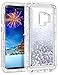 WOLLONY Galaxy S9 Case, 360 Full Body Shockproof Liquid Glitter Quicksand Bling Case Heavy Duty Phone Bumper Non-Slip Soft Clear Rubber Protective Cover for Samsung Galaxy S9 - Silver