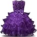 NNJXD Girl Dress Kids Ruffles Lace Party Wedding Dresses Size (90) 12-24 Months Flower Purple