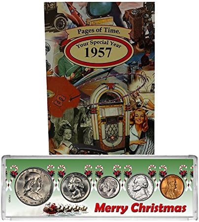 1957 Year Coin Set & Greeting Card : 61st Celebration Gift - Merry Christmas