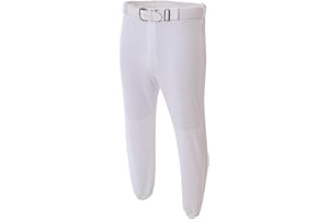 A4 Sportswear Adult Pull-Up Baseball/Softball Wicking Cool Pants - Pockets & Belt Loops (White, Black, Grey/5 Sizes)