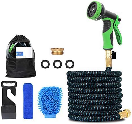 Meerveil Garden Hose Pipe Expandable, Expanding Hose with 10 Pattern Spray Nozzle, 3/4" Solid Brass Connector, Hosepipe, Magic Hose with Triple-layer Latex Inner Tube Hose, 150FT