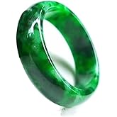Oligage Natural Myanmar Jade Green Jadeite Ring - Handmade Jade Ring for Men & Women (Size 8.5)