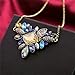 Lares Domi Vintage Gold-tone Crystal Incrusted Created Gemstones Classic Art Deco Style Pendant Necklace