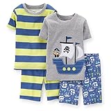Carters 4-Piece Snug Fit Cotton PJs Pirate Ship Stripe