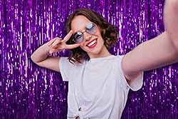 Metallic Purple Foil Fringe Tinsel Curtain 3 x 8 Ft