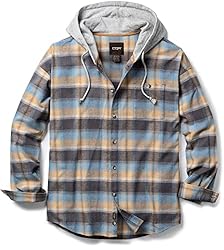 CQR Men's 100% Cotton Plaid Flannel Shirt, Long