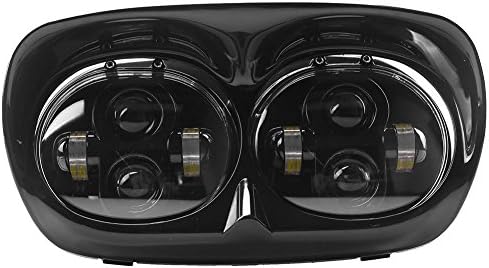 Dual Headlights 80W White Led Work Light Headlight Led Offroad lights Harley-davidson Motorcycle Headlamps (Black)