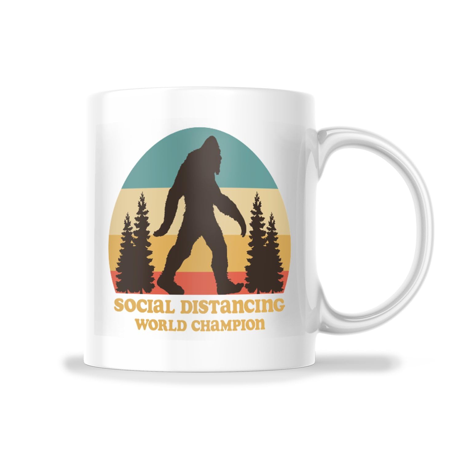 Social Distancing World Champion Bigfoot Ceramic Coffee Mug | Sasquatch Coffee Cup | 11-Ounce Mug | N034