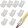 Biantie La 2-Pin 8mm LED Light Strip Connectors Unwired Clips DIY Strip to Wire Solderless Adapter Terminal Extension Connection for 12v 24v Single Color COB LED Strip Lights 12V 24V (Pack of 10)