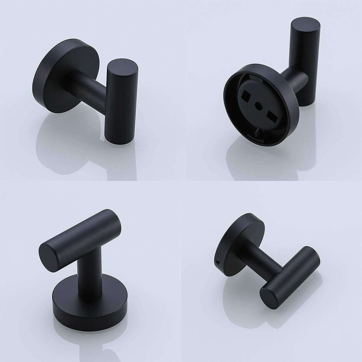[2 Pack] Single Towel Hooks Bathroom, Matte Black Coat Hook, Bathroom Hardware Accessories, Robe Hook for Bath and Kitchen, SUS 304 Stainless Steel - - 