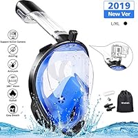 MOSFiATA Snorkel Mask 180° Panoramic View Full Face Diving Mask Anti-Fog Anti-Leak Safety Diving with Detachable Action Camera Mount for Adults and Youth