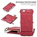 For iPhone 6 6s Case, FLOVEME Vintage 2 in 1 Zipper Magnetic Wallet Leather 18 Card Slots Handbag Full Protection Flip Pouch Kickstand Cover Holder for Apple iPhone 6 6s 4.7 inch - Red