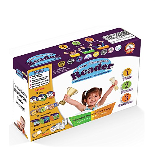 Early Reading Program for Baby, Toddler, Preschool, Kindergarten- Alphabet, Vowel Phonics & 200+ Sight Words - Little Champion Reader 9 DVD, Flash card, Book Kit
