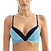 SYROKAN Women's Racerback Lift Comfort Mesh Underwire Foam Push Up Sports Bra Blue 36C