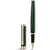 BEILUNER Green Lacquer Rollerball Pen, Diamond-Studded Cap Design, 24K Gold Trim, Noble and Elegant, Schneider Ink Refill, Best Pen Gift Set for Women & Men, Professional, Business Office, Nice Pens