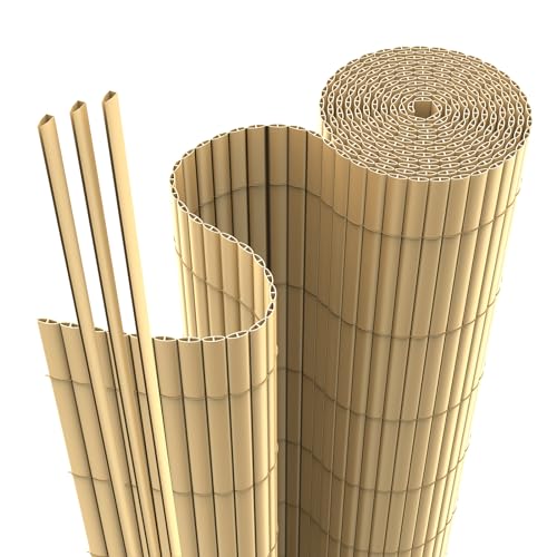 interGo PVC Sichtschutzmatte Sichtschutzzaun Privatsphäre Wetterfest für Garten, Balkon und Terrasse, mit Strukturierte Oberfläche, mit Kabelbindern