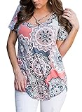 Dokotoo Womens Ladies Summer Casual Short Sleeve Floral Blouses Juniors Tops Shirts Plus Size Grey Large