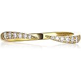 CYW Moissanite Eternity Wave Rings for Women, Adjustable Open Ring, Really Authentic Solid 925 Sterling Silver, Stackable Pinky Ring, Birthday Valentines Anniversary Ideal Gift for Her