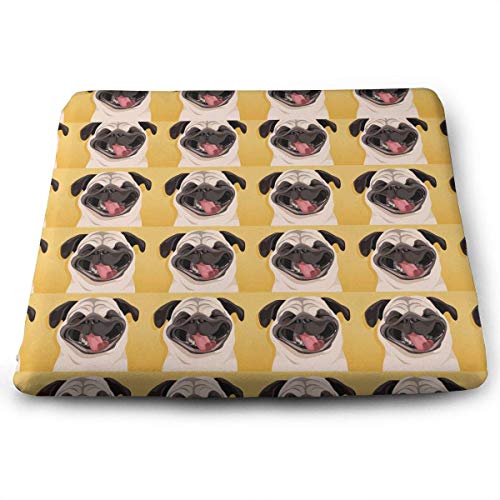 Lakssn Seat Cushion for Office Chair, Pug.jpg Square Seat Cushion Chair Pad Wheelchair Cushion for Office,Vehicles and Home for Truck Driver,Kitchen Chairs,Car,Office